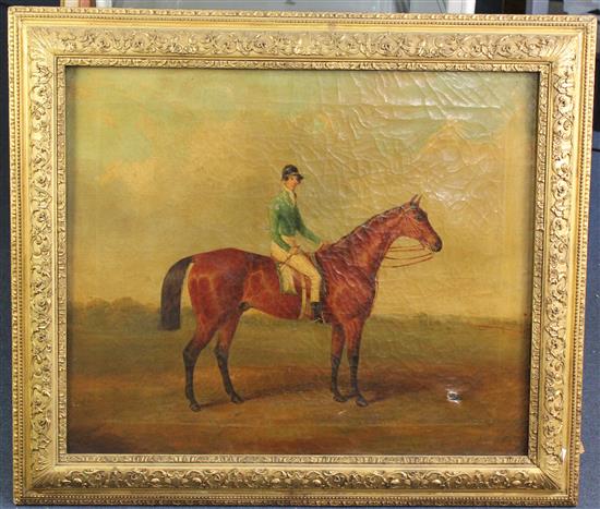 Joseph Maiden (1813-1840) Portrait of a racehorse with jockey up, 25 x 30in.